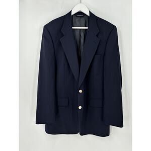 Burberrys Vintage Suit Jacket Mens 42 Navy Blue Single Breasted 100% Wool Button